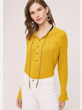 Anthropologie Soft Knit Jersey Goldie Blouse by Akem + Kin
